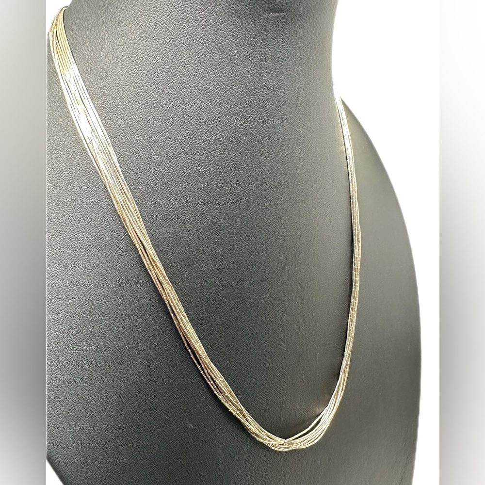 Vintage 20” Liquid Sterling Silver 10 Multi Strand Necklace‎ Stunning Elegance